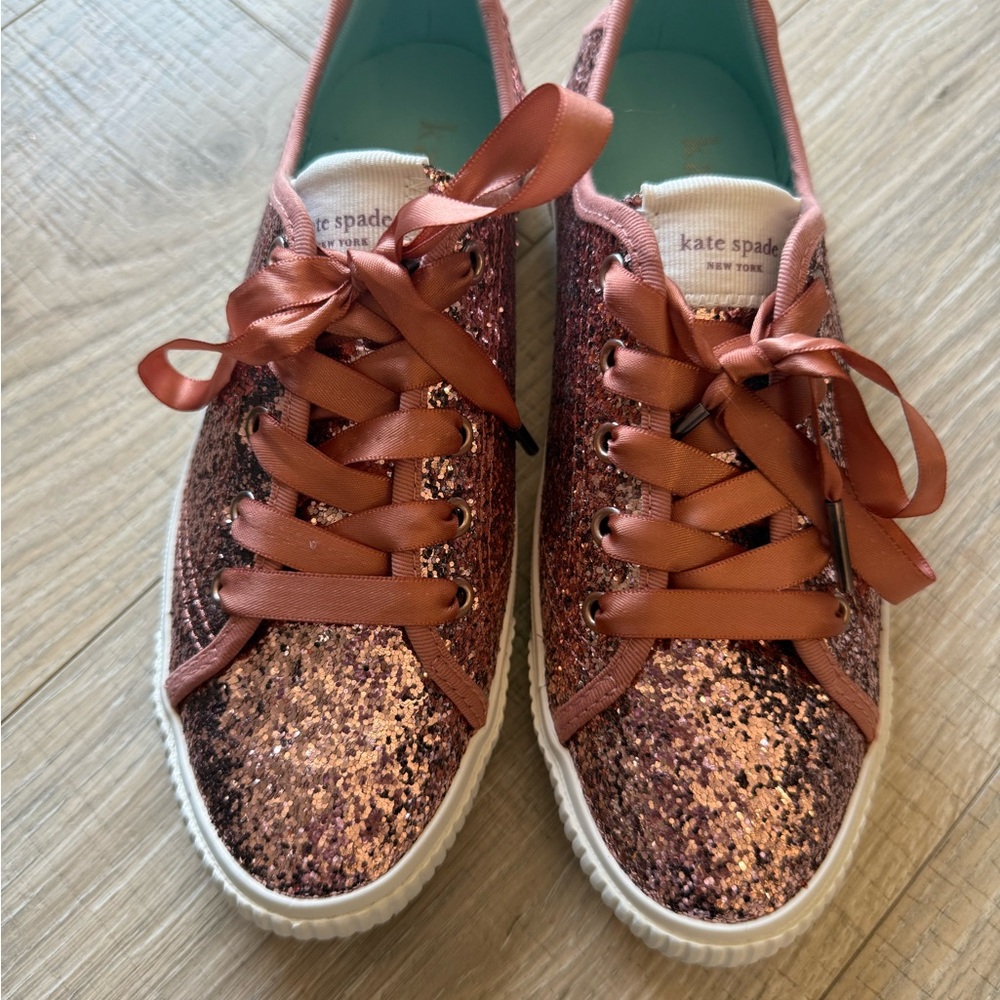 Kate Spade Rose Gold Glitter Sneakers
